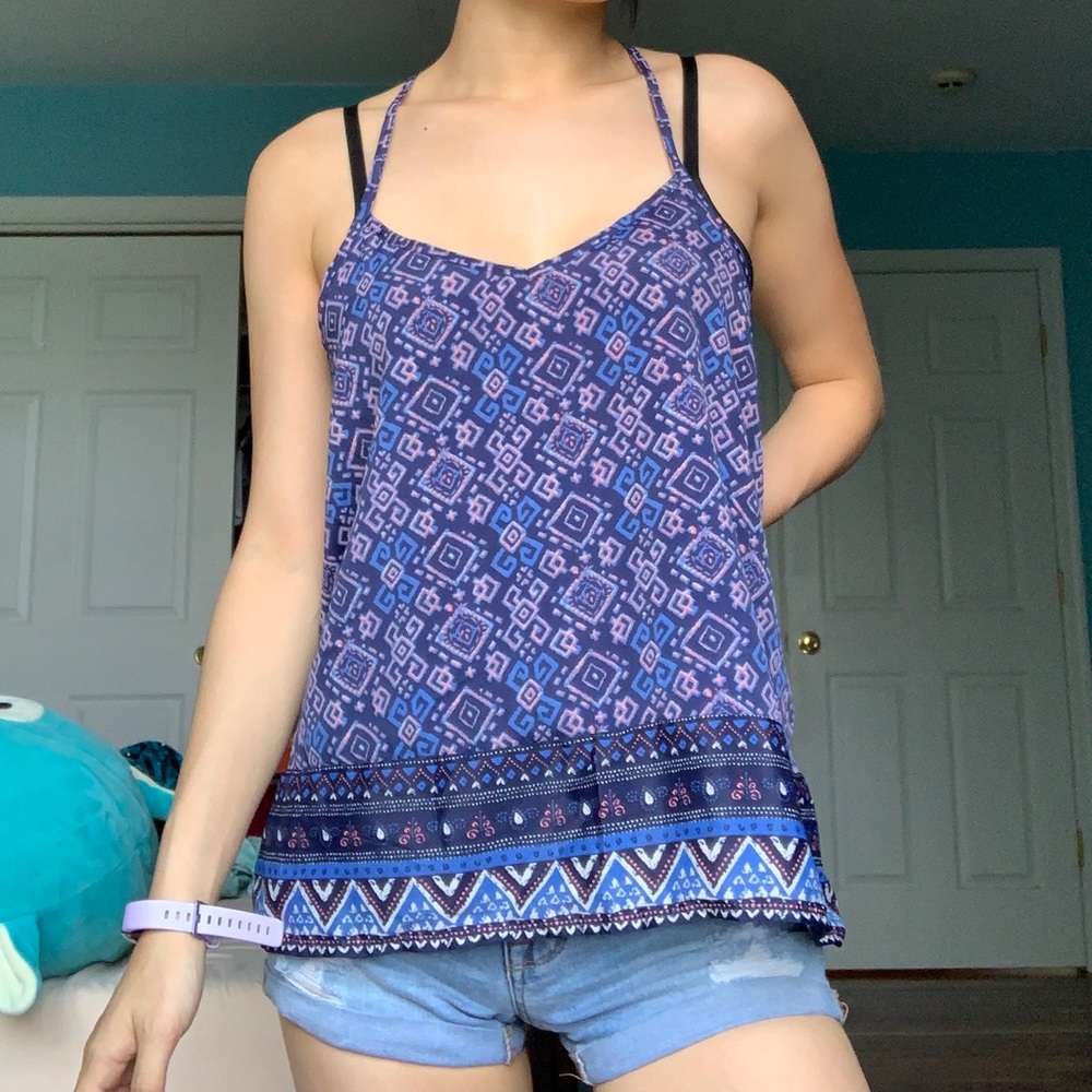 Hollister Purple Swirl Abstract Strappy Tank